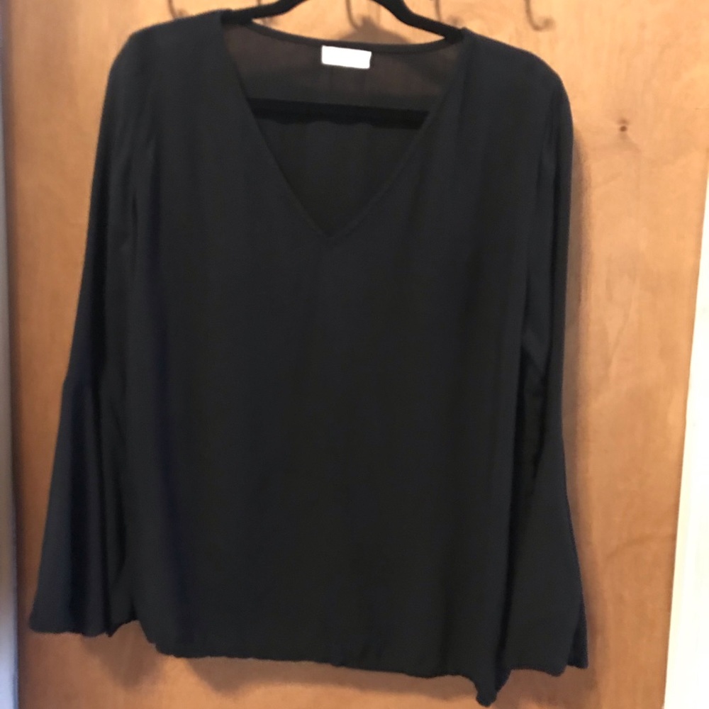 Black Flared Long Sleeve Top, SZ Medium